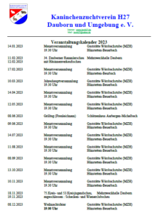 Veranstaltungskalender 2023 – Kaninchenzuchtverein H27 Dauborn u.U. e.V.